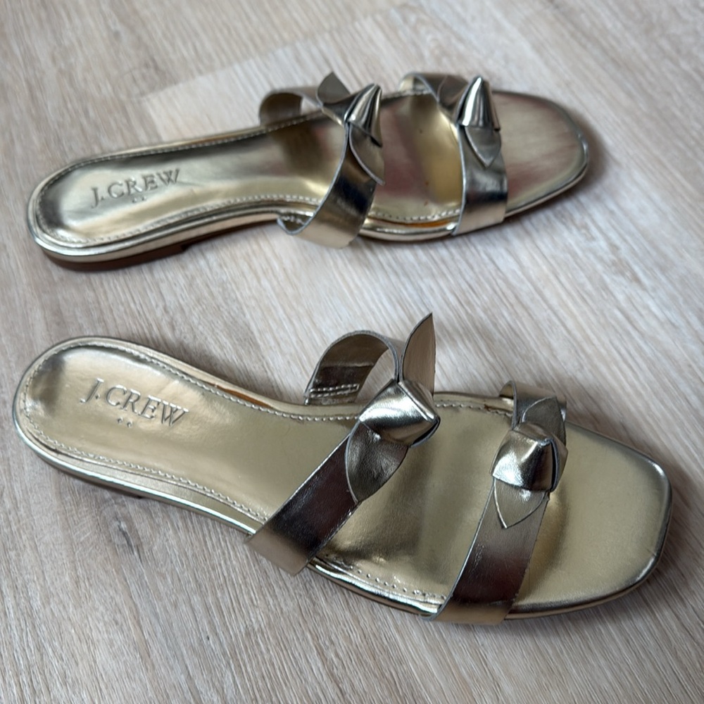 J. Crew Metallic Gold Slide Sandals - Picture 4 of 4